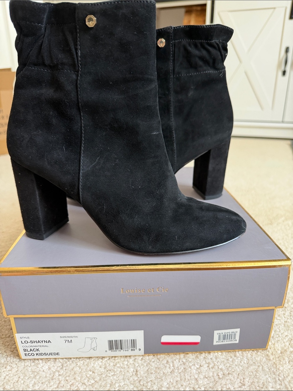 Louise et Cie Black Suede High Block Heel Ankle Boots